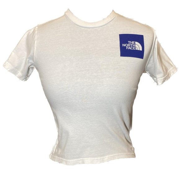 The North face baby tee graphic logo dark blue boys small fits as an XS lightly - Picture 1 of 5